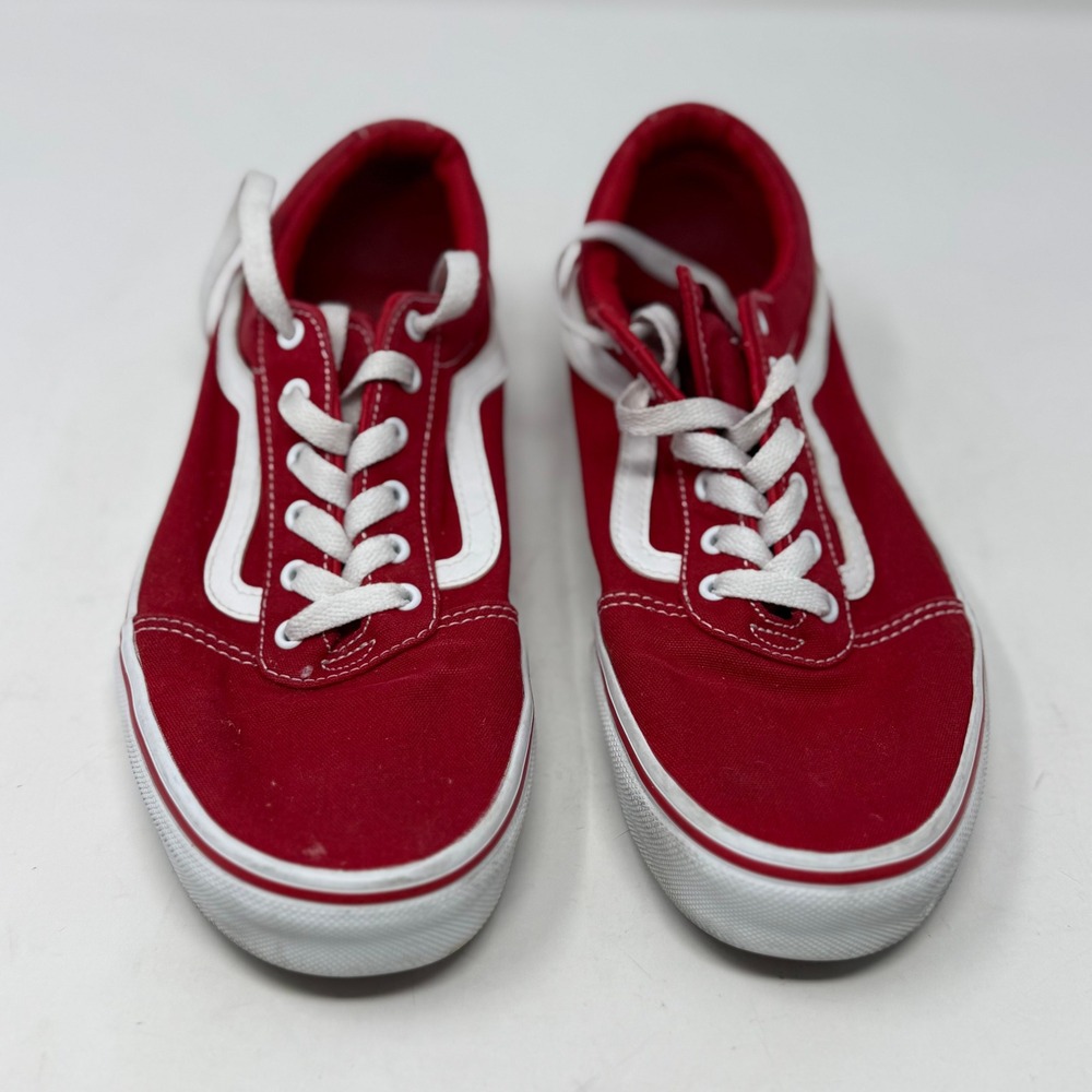 Vans Ward Low Top Sneakers Size 6.5 Youth Red Canvas Skater Streetwear Classic
